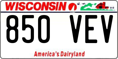 WI license plate 850VEV