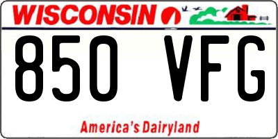 WI license plate 850VFG