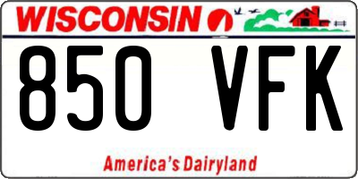 WI license plate 850VFK