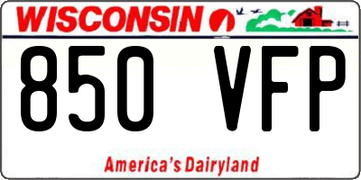 WI license plate 850VFP