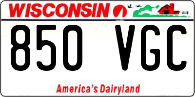 WI license plate 850VGC
