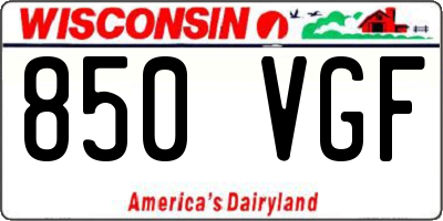 WI license plate 850VGF