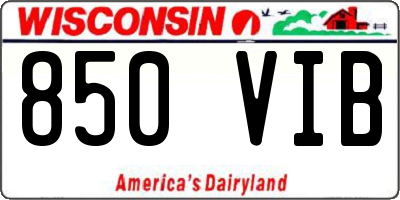 WI license plate 850VIB