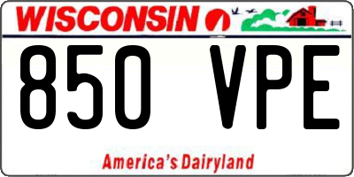 WI license plate 850VPE