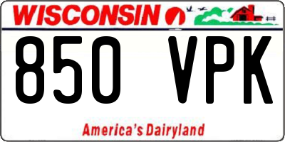 WI license plate 850VPK