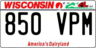 WI license plate 850VPM