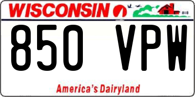 WI license plate 850VPW