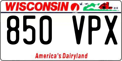 WI license plate 850VPX