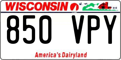 WI license plate 850VPY