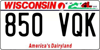 WI license plate 850VQK