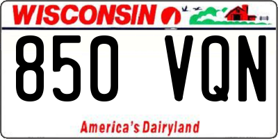 WI license plate 850VQN