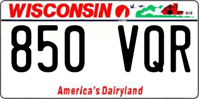 WI license plate 850VQR