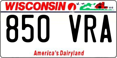 WI license plate 850VRA