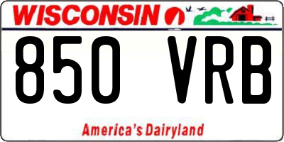 WI license plate 850VRB