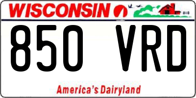 WI license plate 850VRD