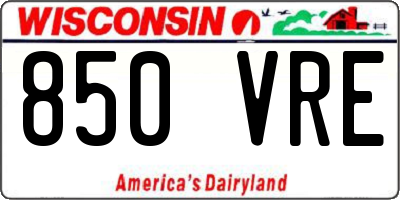 WI license plate 850VRE