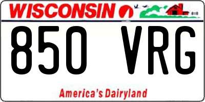 WI license plate 850VRG