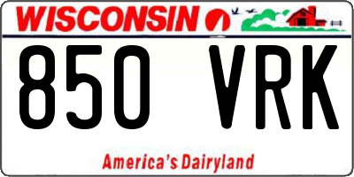 WI license plate 850VRK