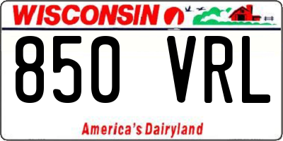 WI license plate 850VRL