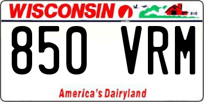 WI license plate 850VRM