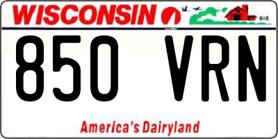 WI license plate 850VRN