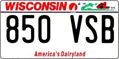 WI license plate 850VSB