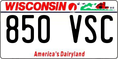 WI license plate 850VSC