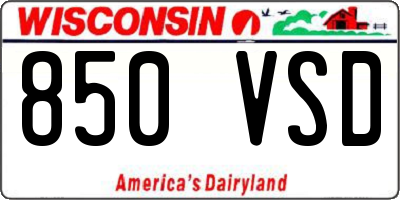WI license plate 850VSD