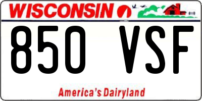 WI license plate 850VSF
