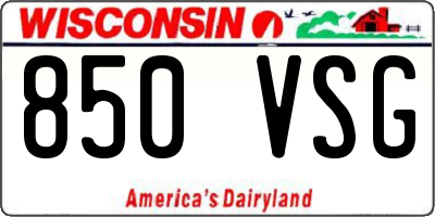 WI license plate 850VSG