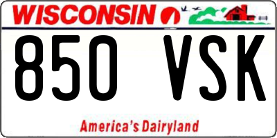 WI license plate 850VSK