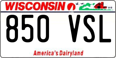 WI license plate 850VSL