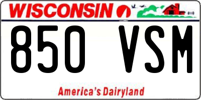 WI license plate 850VSM