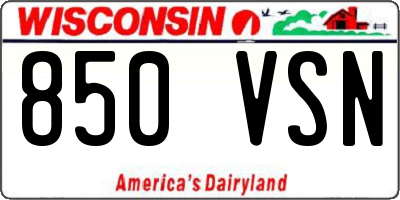 WI license plate 850VSN