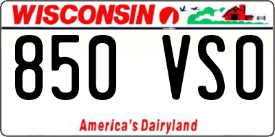 WI license plate 850VSO