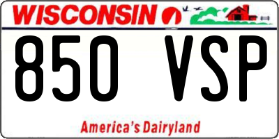 WI license plate 850VSP