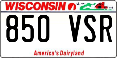 WI license plate 850VSR