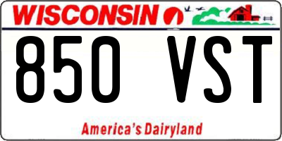 WI license plate 850VST