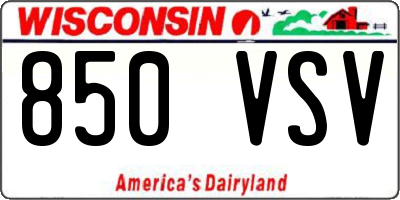 WI license plate 850VSV