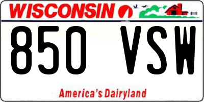 WI license plate 850VSW