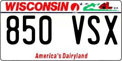 WI license plate 850VSX