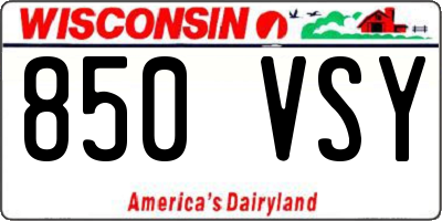 WI license plate 850VSY