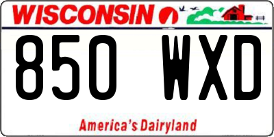 WI license plate 850WXD
