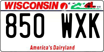 WI license plate 850WXK