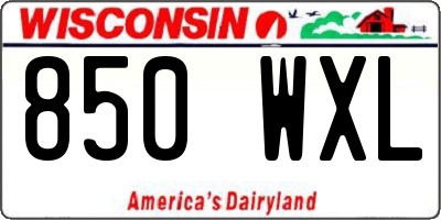 WI license plate 850WXL