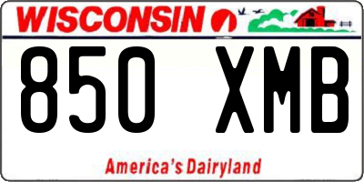 WI license plate 850XMB
