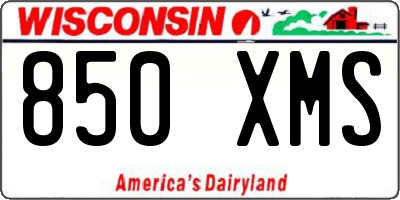 WI license plate 850XMS