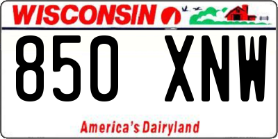 WI license plate 850XNW