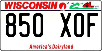WI license plate 850XOF