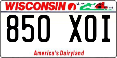 WI license plate 850XOI